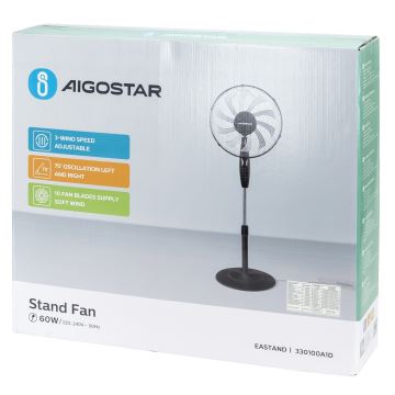 Aigostar - Bodenventilator 60W/230V schwarz