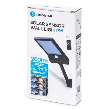 Aigostar - Dimmbare LED-Solarleuchte mit Sensor LED/2,3W/5,5V IP65 + Fernbedienung