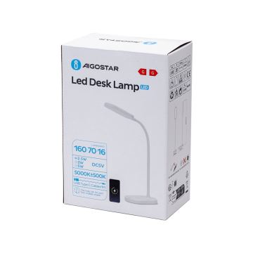Aigostar - Dimmbare LED-Tischleuchte mit kabelloser Aufladung LED/2,5W/5V weiß