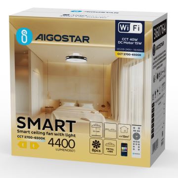 Aigostar - Dimmbarer LED-Deckenventilator LED/40W/230V 2700-6500K Wi-Fi + Fernbedienung