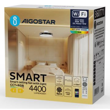 Aigostar - Dimmbarer-LED RGB-Deckenventilator LED/40W/230V 2700-6500K Wi-Fi + Fernbedienung