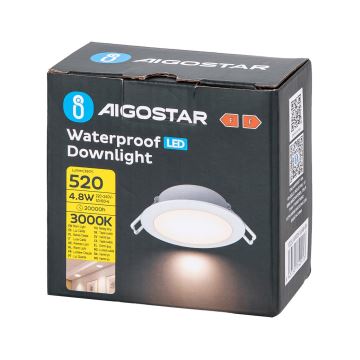 Aigostar - LED-Einbauleuchte für Badezimmer LED/4,8W/230V 3000K weiß IP65
