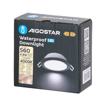 Aigostar - LED-Einbauleuchte für Badezimmer LED/4,8W/230V 4000K schwarz IP65
