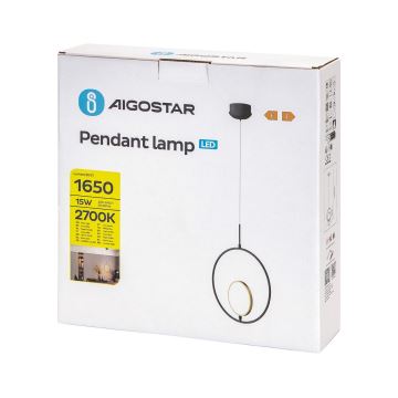 Aigostar - LED-Hängeleuchte an Schnur LED/15W/230V 6500K schwarz/golden