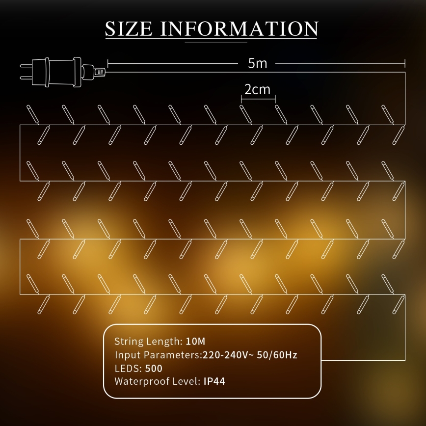 Aigostar - LED Outdoor-Dekokette 500xLED/10m IP44 warmweiß