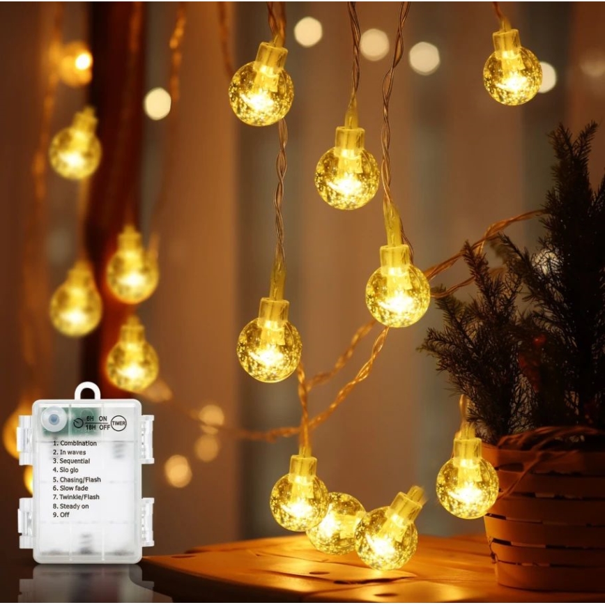 Aigostar - LED-Weihnachtslichterkette für den Außenbereich 100xLED/3xAA/8 Funktionen 10,3 m IP44 warmweiβ