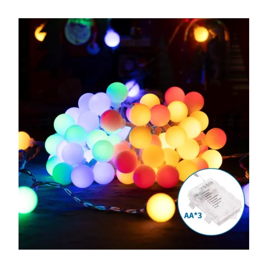 Aigostar - LED-RGBY-Weihnachtslichterkette für den Außenbereich 100xLED/3xAA/8 Funktionen 10,3 m IP44