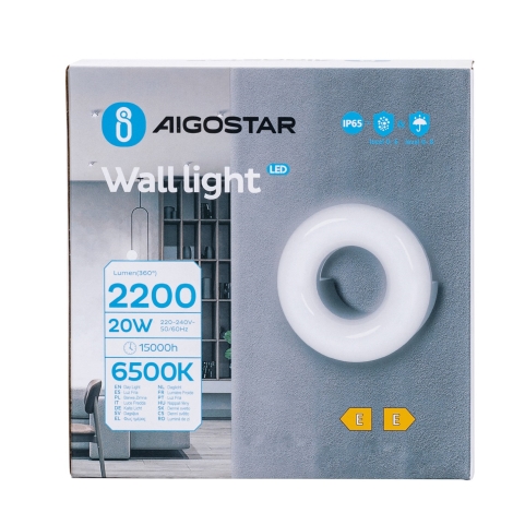 Aigostar - LED-Wandleuchte für Außenbereiche LED/20W/230V 6500K IP65 schwarz