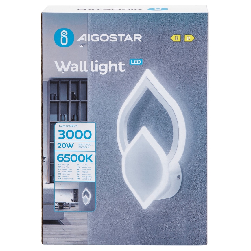 Aigostar - LED-Wandleuchte LED/20W/230V 6500K weiß