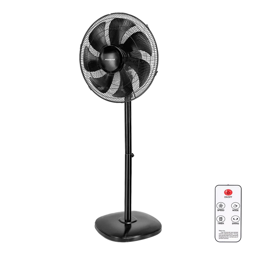 Aigostar - Standventilator 55W/230V schwarz + Fernbedienung