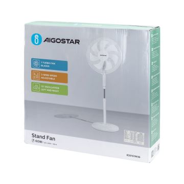 Aigostar - Standventilator 60W/230V weiß