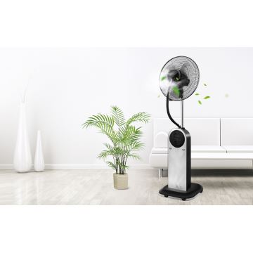 Aigostar - Standventilator mit Nebeleffekt 95W/230V schwarz/grau + Fernbedienung