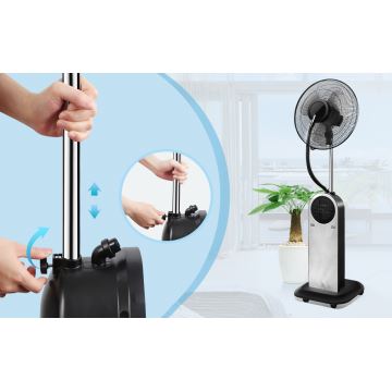 Aigostar - Standventilator mit Nebeleffekt 95W/230V schwarz/grau + Fernbedienung