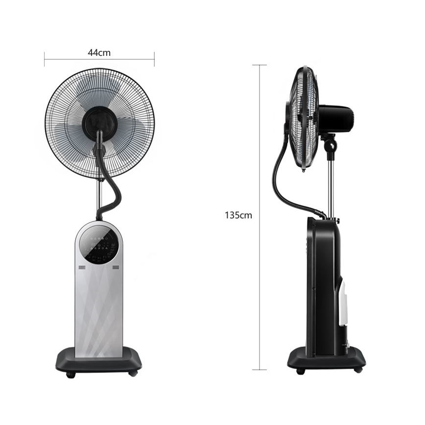 Aigostar - Standventilator mit Nebeleffekt 95W/230V schwarz/grau + Fernbedienung