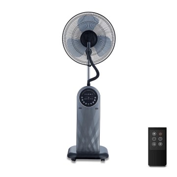 Aigostar - Standventilator mit Nebeleffekt 95W/230V schwarz/grau + Fernbedienung