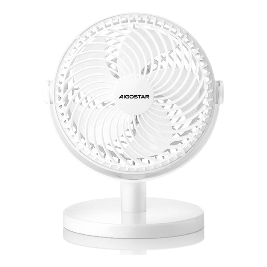 Aigostar - Tischventilator 3W/5V weiß