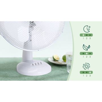 Aigostar - Tischventilator 40W/230V weiß