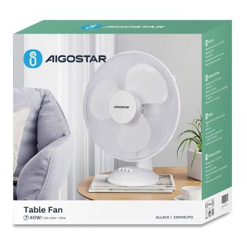 Aigostar - Tischventilator 40W/230V weiß