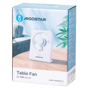 Aigostar - Tischventilator 5W/5V weiß