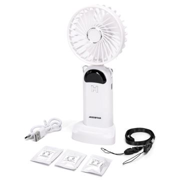 Aigostar - Wiederaufladbarer Handventilator 4W/5V 1200mAh weiß