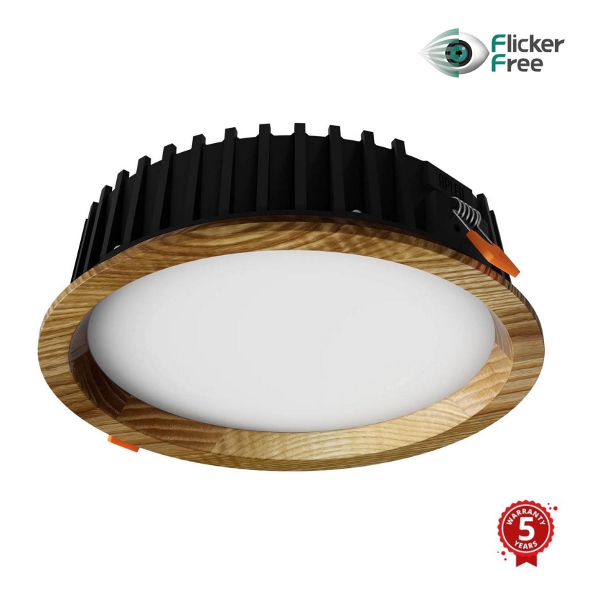 APLED - LED-Einbauleuchte RONDO WOODLINE LED/12W/230V 4000K d 20 cm Esche Massivholz