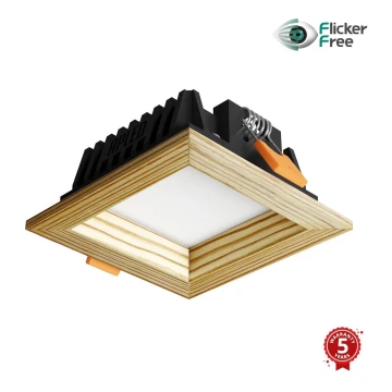 APLED - LED-Einbauleuchte SQUARE WOODLINE LED/6W/230V 3000K 12x12 cm Kiefer Massivholz