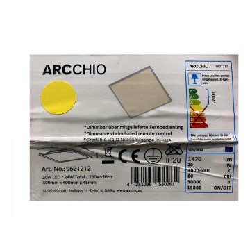 Arcchio – Dimmbare LED-Deckenleuchte PHILIA LED/20W/230V 3000-6000K + Fernbedienung