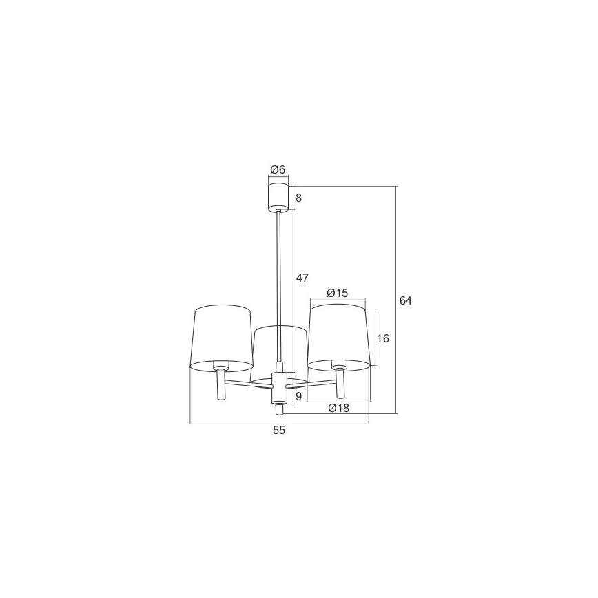 Argon 1383 - Stangen-Kronleuchter BOLZANO 3xE27/15W/230V blau/chrom glänzend