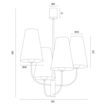 Argon 1827 - Hängeleuchte an Stange SAFIANO 4xE27/15W/230V burgunderrot