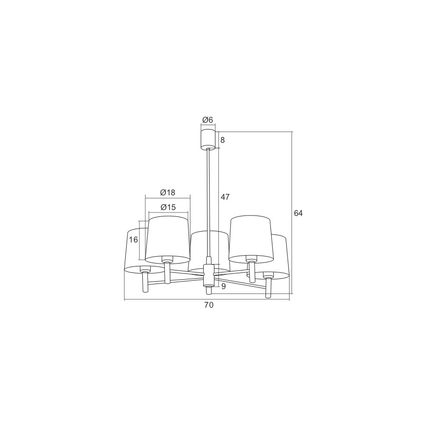 Argon 2074 - Stangen-Kronleuchter BOLZANO 5xE27/15W/230V blau