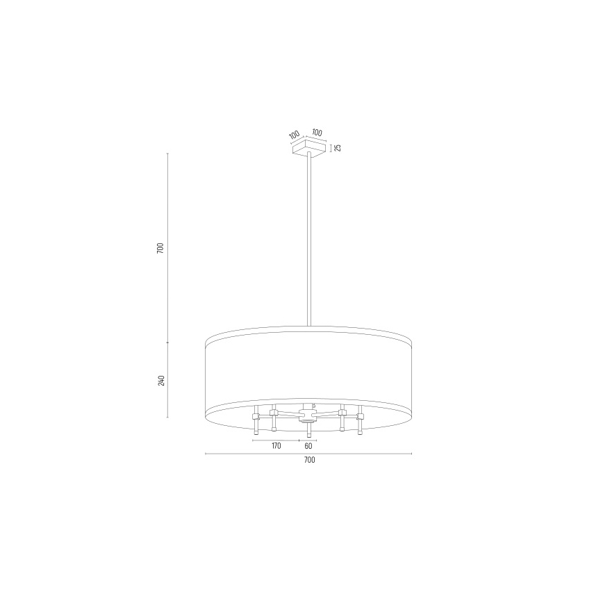 Argon 2127 - Kronleuchter an einer Stange ABBANO 5xE14/7W/230V messing/weiß