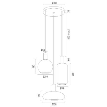 Argon 6323 - Hängeleuchte SAGUNTO PLUS 3xE27/15W/230V schwarz