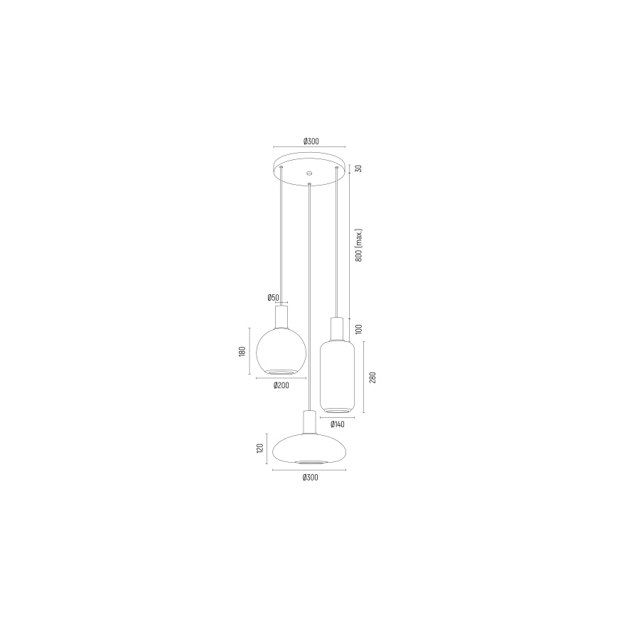 Argon 6323 - Hängeleuchte SAGUNTO PLUS 3xE27/15W/230V schwarz