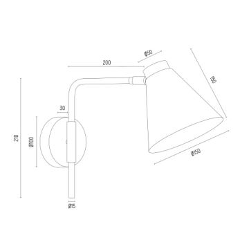 Argon 8008 - Wandlampe AVALONE 1xE27/15W/230V 34 cm schwarz/gold