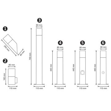 Außenleuchte mit Steckdose NEW YORK 1xE27/12W/230V IP44 44 cm anthrazit