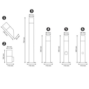 Auβenleuchte mit Sensor NEW YORK 1xE27/12W/230V IP44 44 cm anthrazit