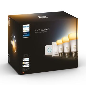 Basis-Set Philips Hue White Ambiance 3xE27/8W 2200-6500K + Verbindungsgerät und Fernbedienung