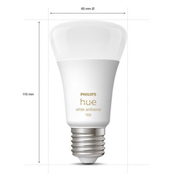 Basis-Set Philips Hue White Ambiance 3xE27/8W 2200-6500K + Verbindungsgerät und Fernbedienung