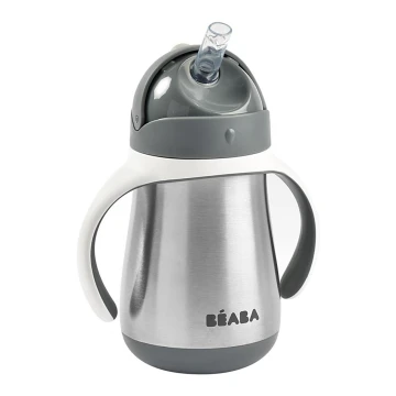 Beaba - Thermoisolierter Becher mit Strohhalm 250 ml grau