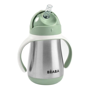 Beaba – Thermoisolierter Becher mit Strohhalm 250 ml grün