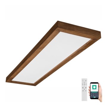 Brilagi - Dimmbare LED-Deckenleuchte für Badezimmer WOODY FRAME LED/50W/230V Eiche 120x30 cm 3000-6000K IP44 + Fernbedienung