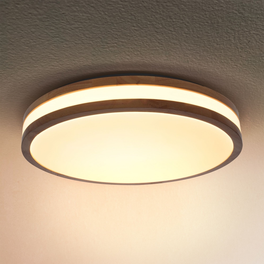 Brilagi - Dimmbare LED-Deckenleuchte MOLINA LED/48W/230V 3000-6500K Eiche d 38 cm + Fernbedienung