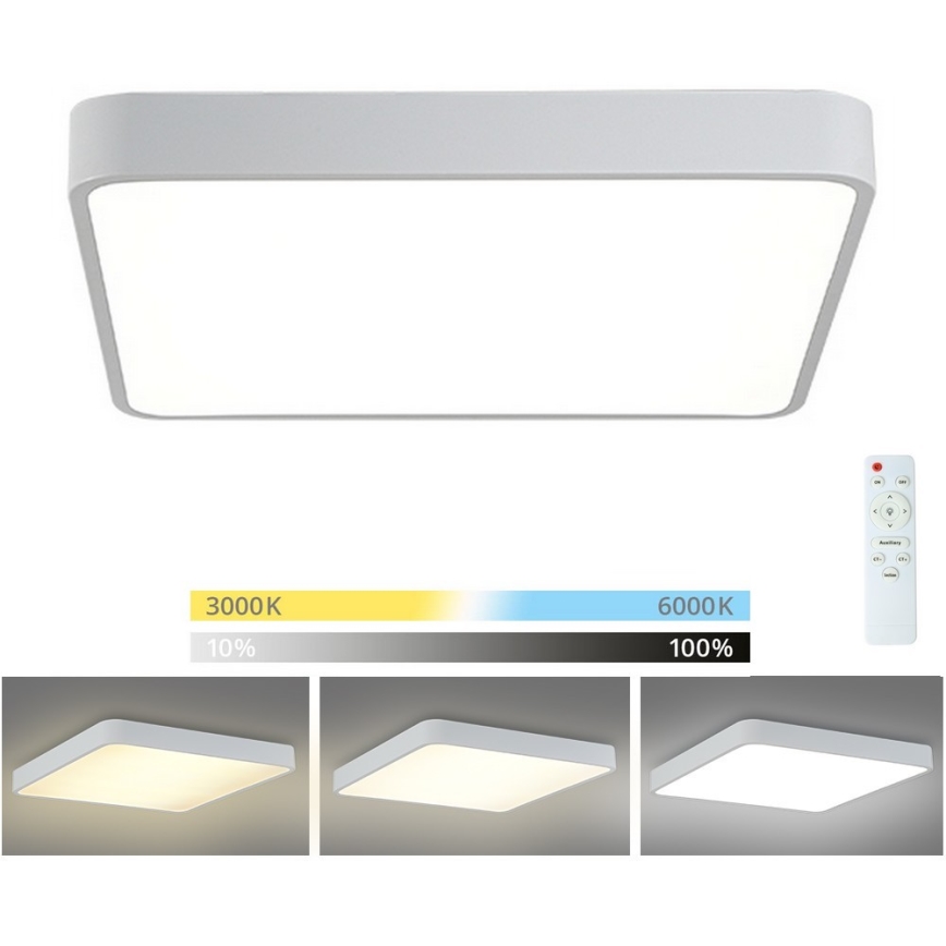 Brilagi - Dimmbare LED-Deckenleuchte POOL LED/36W/230V 3000-6000K 40x40 cm weiß + Fernbedienung