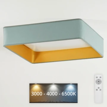 Brilagi - Dimmbare LED-Deckenleuchte VELVET SQUARE LED/24W/230V 3000/4000/6500K + Fernbedienung Minze