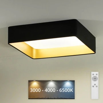 Brilagi - Dimmbare LED-Deckenleuchte VELVET SQUARE LED/24W/230V 3000/4000/6500K + Fernbedienung schwarz