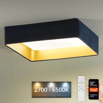 Brilagi - Dimmbare LED-Deckenleuchte VELVET SQUARE SMART LED/36W/230V 2700-6500K Wi-Fi Tuya + Fernbedienung dunkelblau