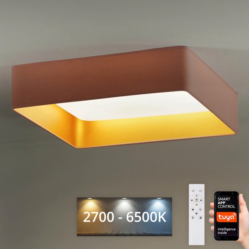 Brilagi - Dimmbare LED-Deckenleuchte VELVET SQUARE SMART LED/36W/230V 2700-6500K Wi-Fi Tuya + Fernbedienung rosa