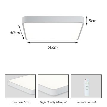 Brilagi - Dimmbare LED-Deckenleuchte POOL LED/48W/230V 3000-6000K 50x50 cm weiß + Fernbedienung