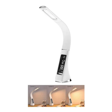 Brilagi - Dimmbare LED-Tischleuchte mit Display PELLE LED/7W/230V weiß