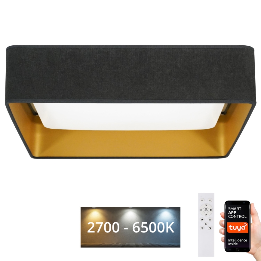 Brilagi - Dimmbare LED-Deckenleuchte VELVET SQUARE SMART LED/36W/230V 2700-6500K Wi-Fi Tuya + Fernbedienung grau